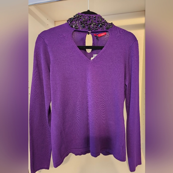 Cyrus Sweaters - Brand new with tags Cyrus purple sweater with beaded neck large